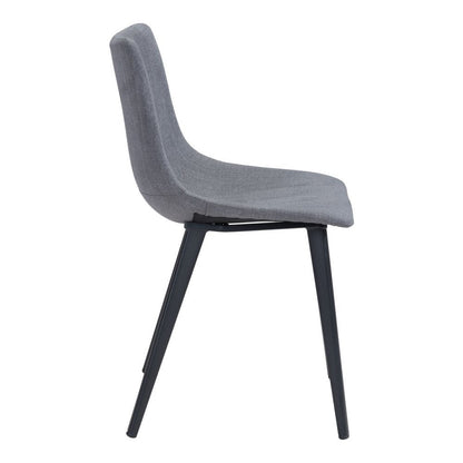 Set of Two Gray And Black Upholstered Fabric Dining Side Chairs HomeRoots