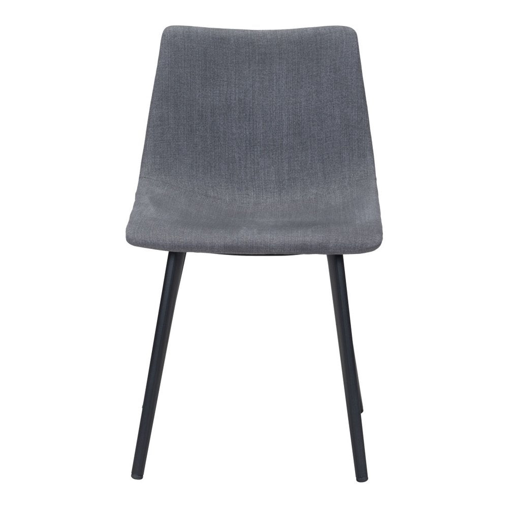 Set of Two Gray And Black Upholstered Fabric Dining Side Chairs HomeRoots