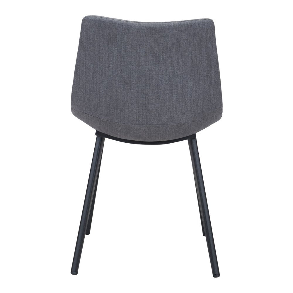 Set of Two Gray And Black Upholstered Fabric Dining Side Chairs HomeRoots