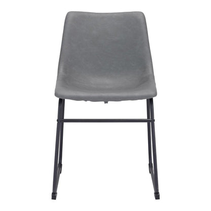 Set of Two Black Faux Leather And Steel Dining Side Chairs