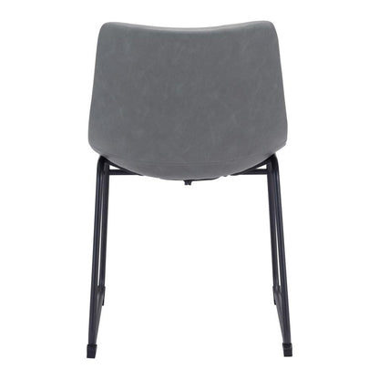 Set of Two Black Faux Leather And Steel Dining Side Chairs