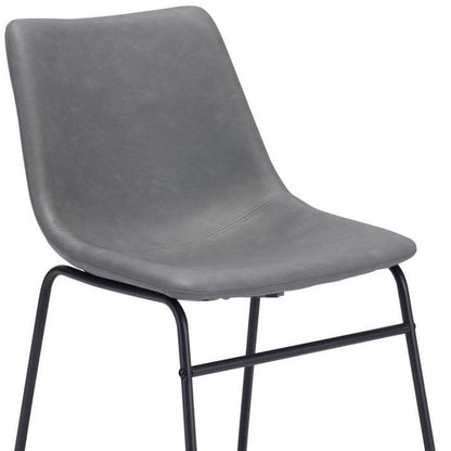 Set of Two Black Faux Leather And Steel Dining Side Chairs