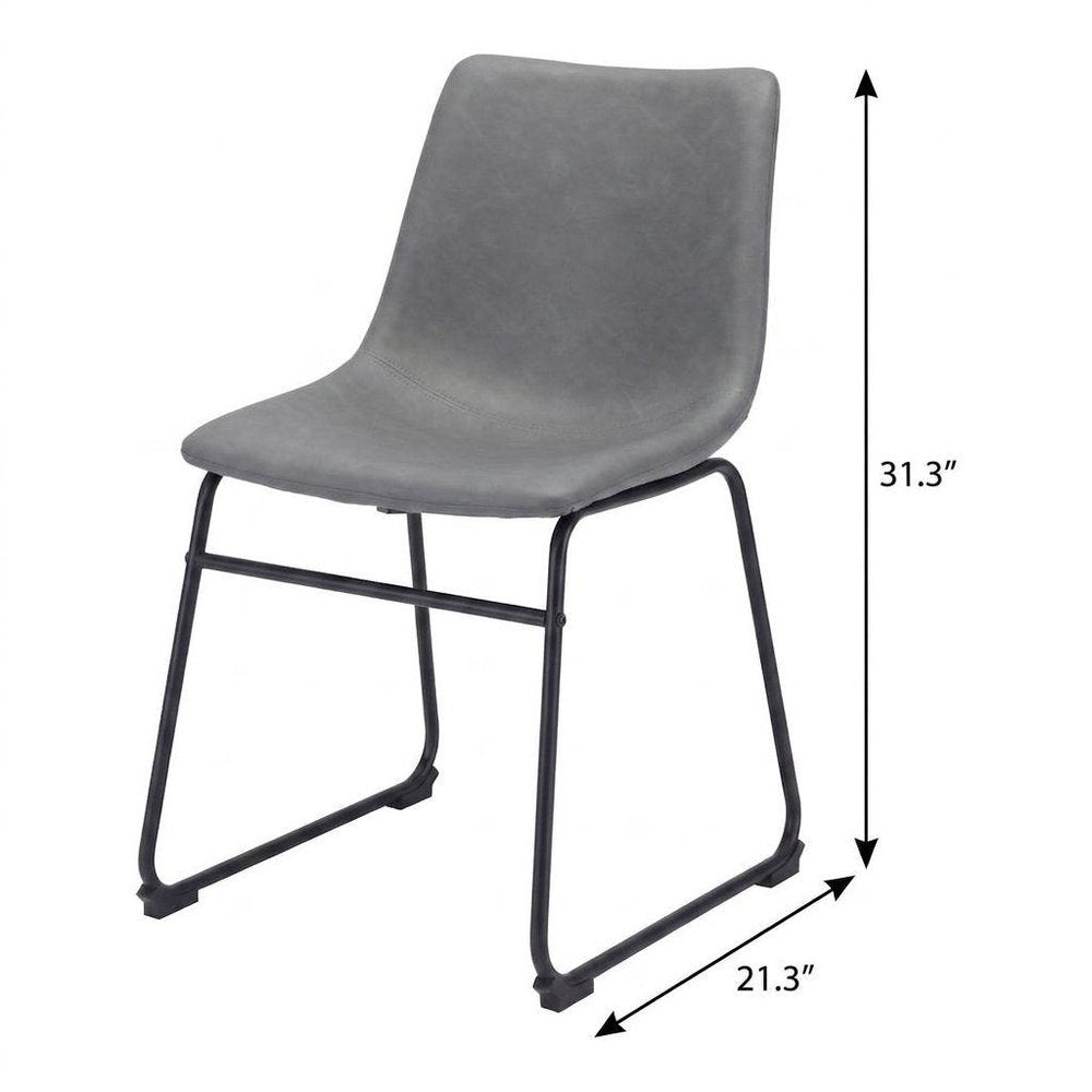 Set of Two Black Faux Leather And Steel Dining Side Chairs