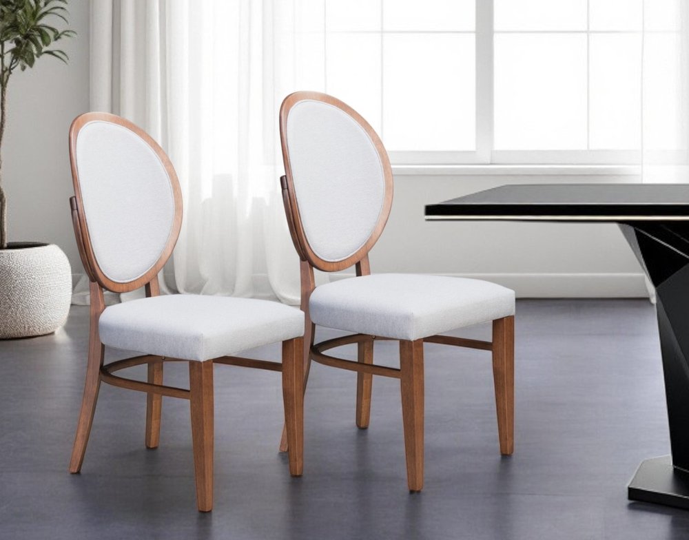 Set of Two Gray And Brown Upholstered Fabric King Louis Back Dining Side Chairs HomeRoots