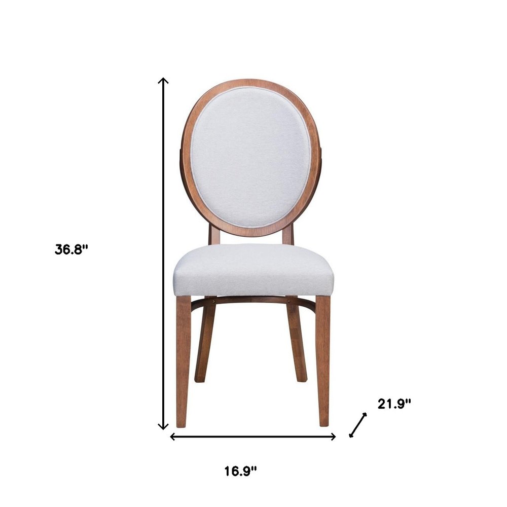 Set of Two Gray And Brown Upholstered Fabric King Louis Back Dining Side Chairs HomeRoots
