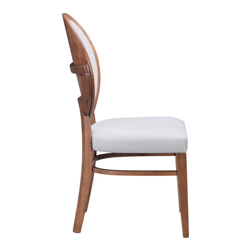 Set of Two Gray And Brown Upholstered Fabric King Louis Back Dining Side Chairs HomeRoots