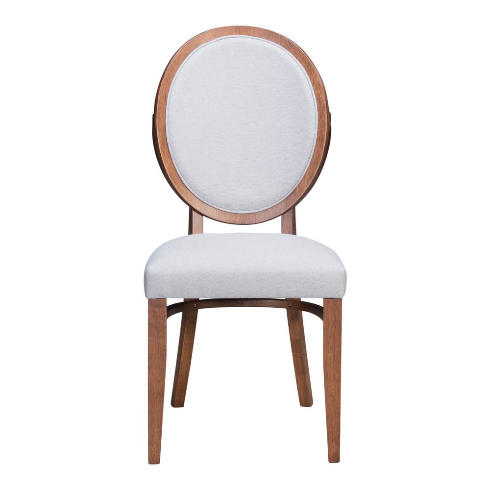 Set of Two Gray And Brown Upholstered Fabric King Louis Back Dining Side Chairs HomeRoots