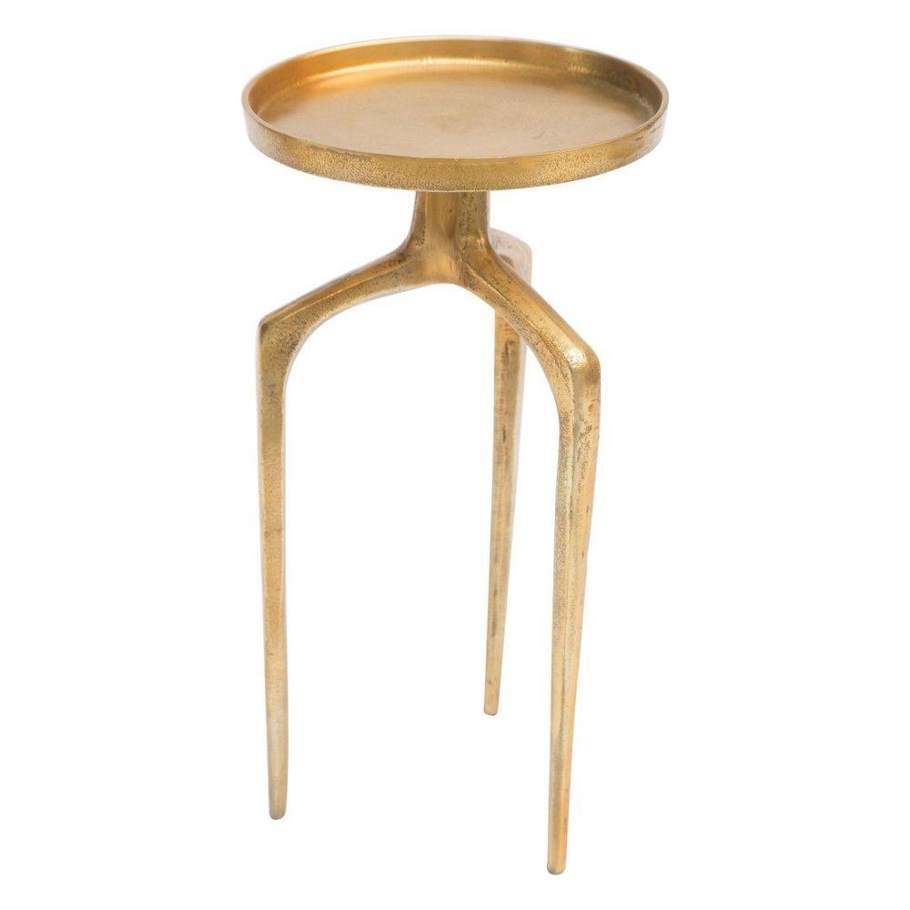 Set of Two Antiqued Gold and Gold Distressed Aluminum Nested Tables HomeRoots