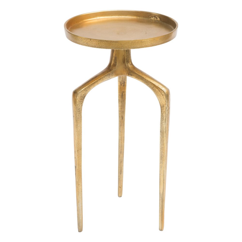 Set of Two Antiqued Gold and Gold Distressed Aluminum Nested Tables HomeRoots