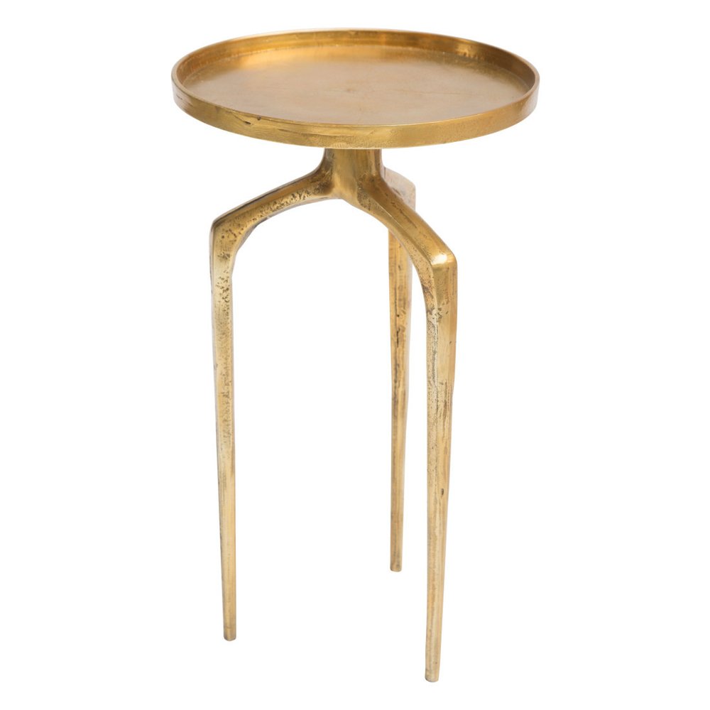 Set of Two Antiqued Gold and Gold Distressed Aluminum Nested Tables HomeRoots
