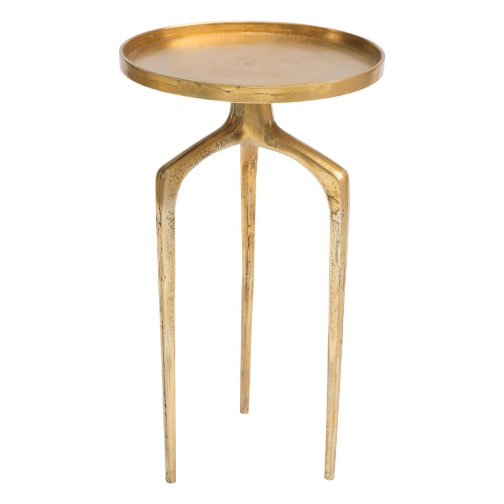 Set of Two Antiqued Gold and Gold Distressed Aluminum Nested Tables HomeRoots