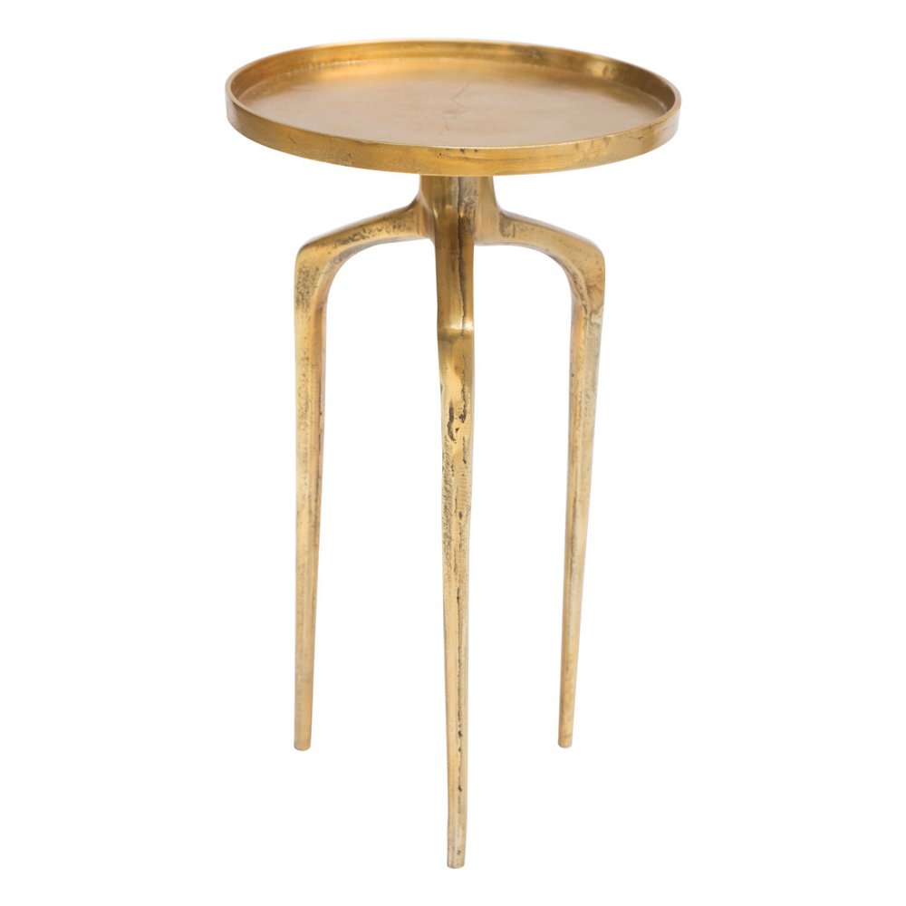Set of Two Antiqued Gold and Gold Distressed Aluminum Nested Tables HomeRoots