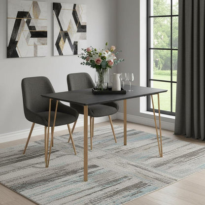 55" Black And Gold Wood And Steel Counter Height Dining Table