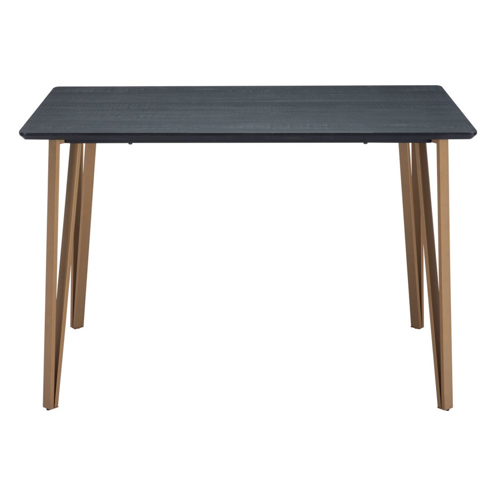 55" Black And Gold Wood And Steel Counter Height Dining Table — view 6