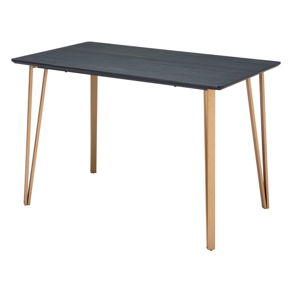 55" Black And Gold Wood And Steel Counter Height Dining Table — view 1