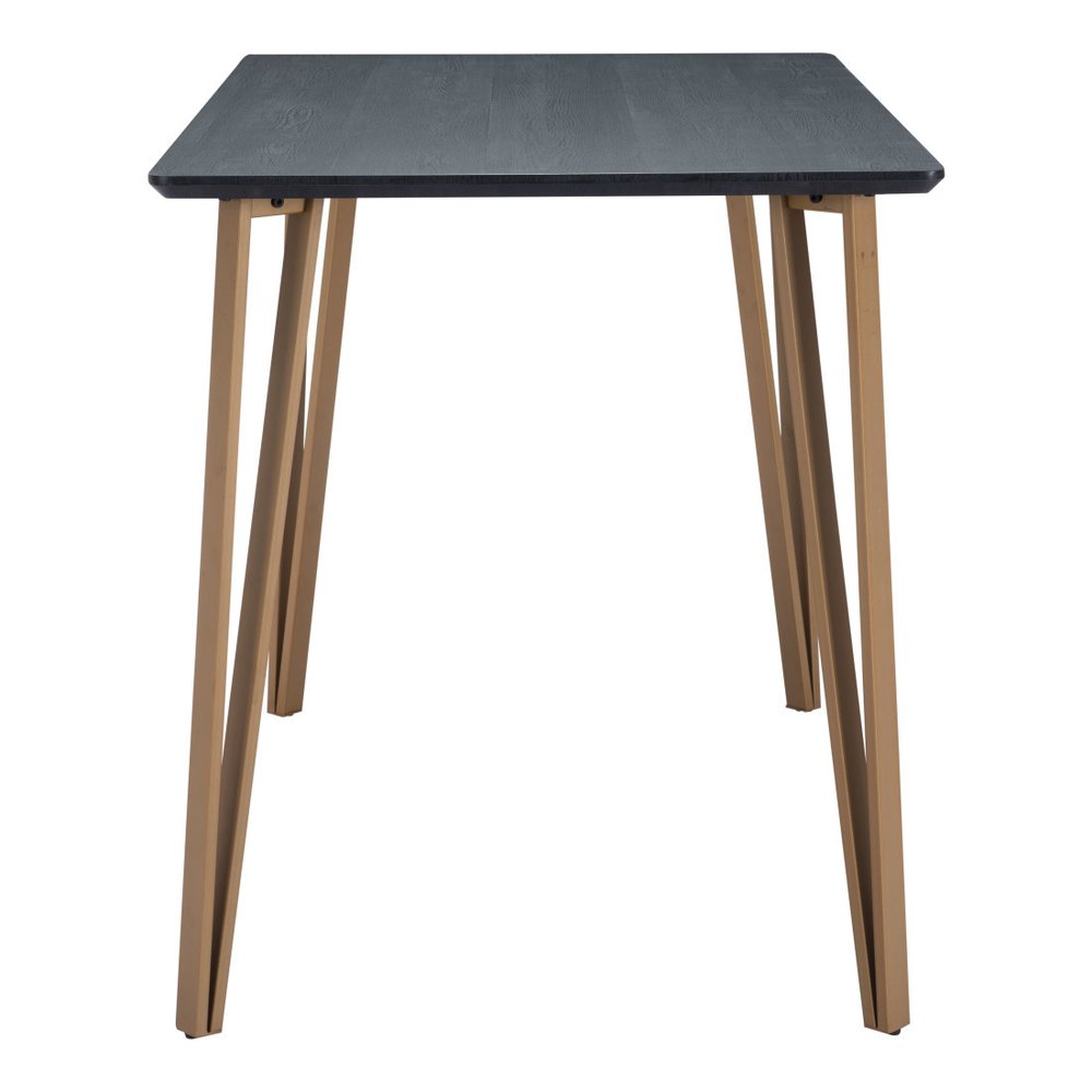 55" Black And Gold Wood And Steel Counter Height Dining Table — view 5