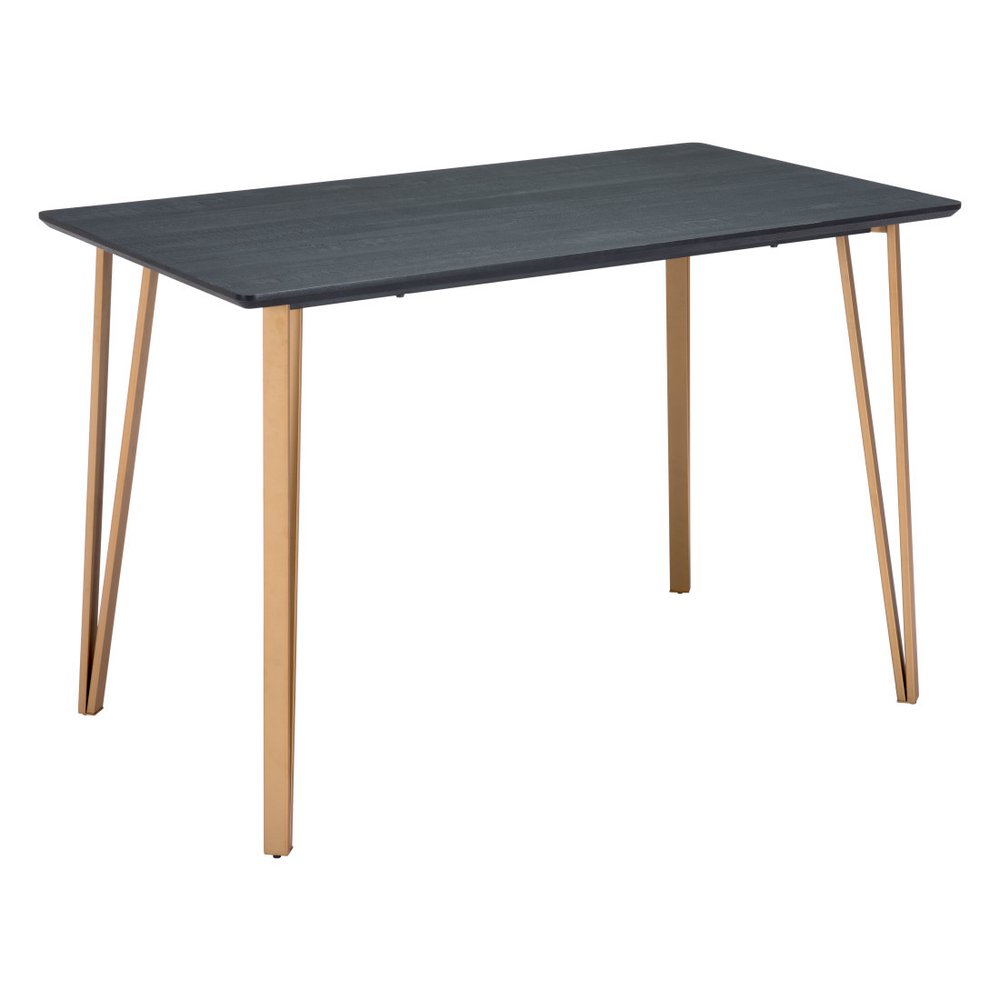 55" Black And Gold Wood And Steel Counter Height Dining Table — view 8