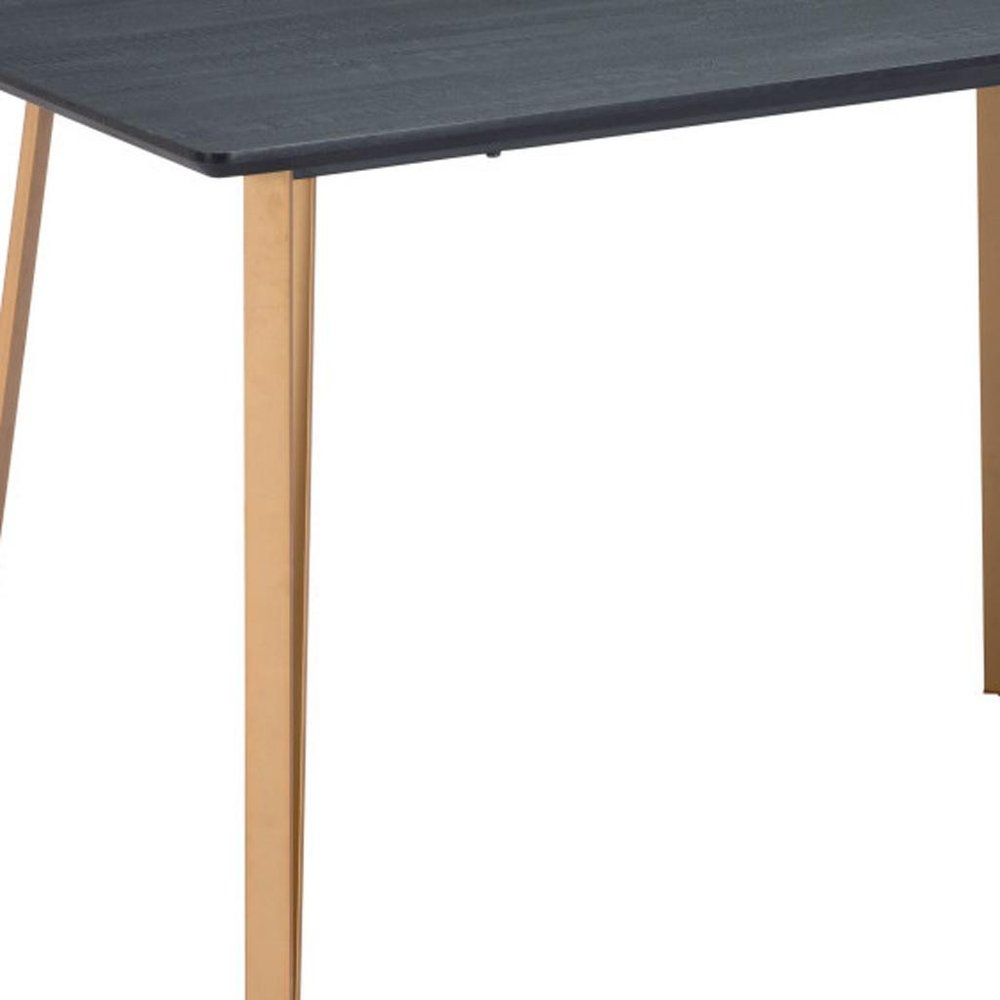 55" Black And Gold Wood And Steel Counter Height Dining Table — view 2
