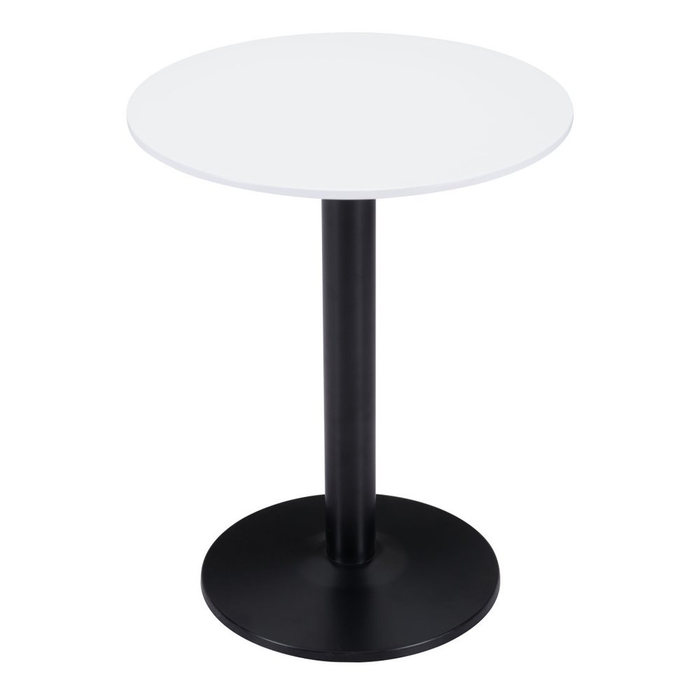 30" White and Black Wood and Steel Round Pedestal End Table HomeRoots