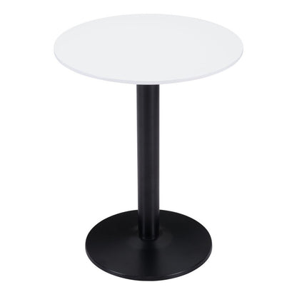 30" White and Black Wood and Steel Round Pedestal End Table HomeRoots