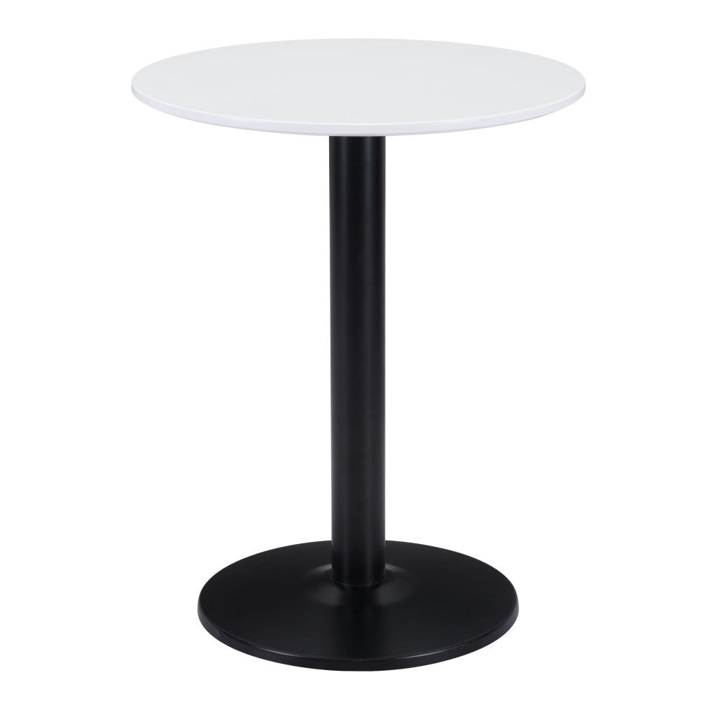 24" Black And White Round End Table