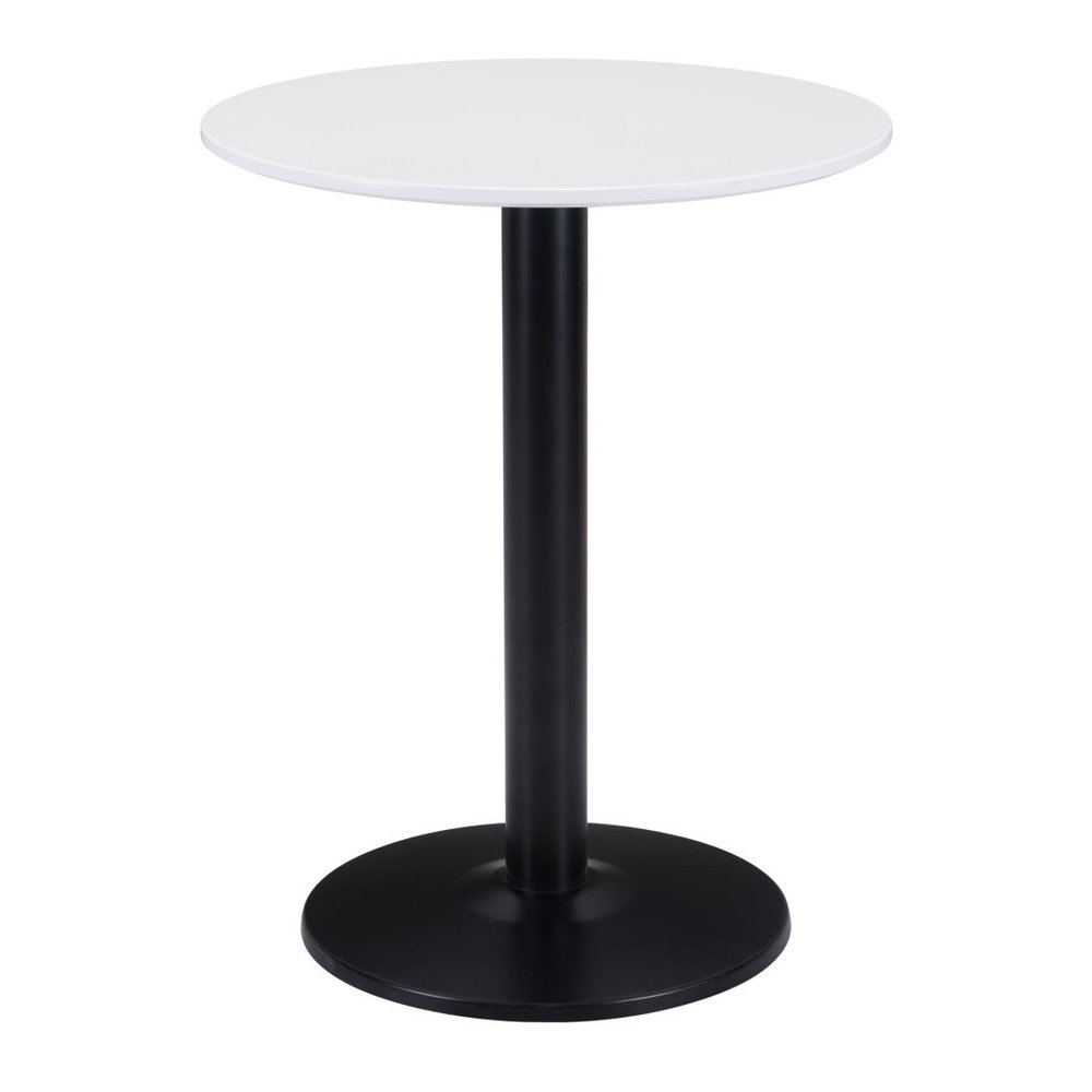 30" White and Black Wood and Steel Round Pedestal End Table HomeRoots
