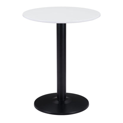 30" White and Black Wood and Steel Round Pedestal End Table HomeRoots