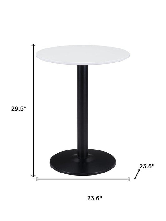 30" White and Black Wood and Steel Round Pedestal End Table HomeRoots