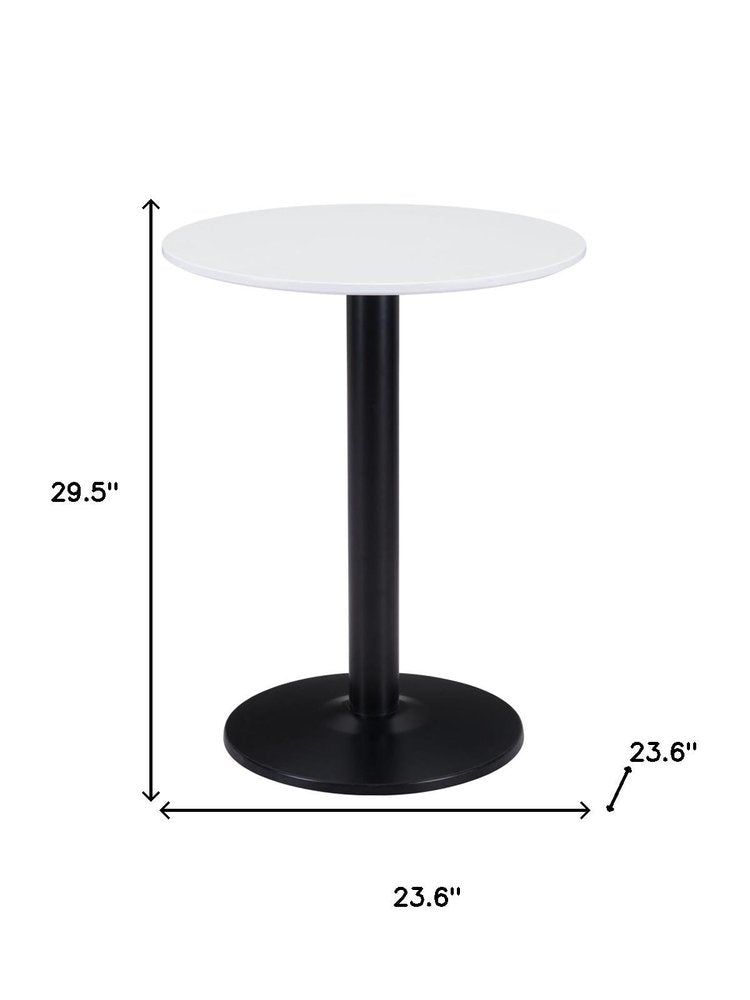 30" White and Black Wood and Steel Round Pedestal End Table HomeRoots