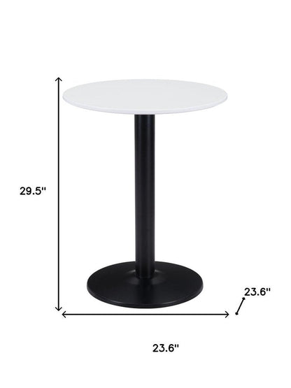 30" White and Black Wood and Steel Round Pedestal End Table HomeRoots