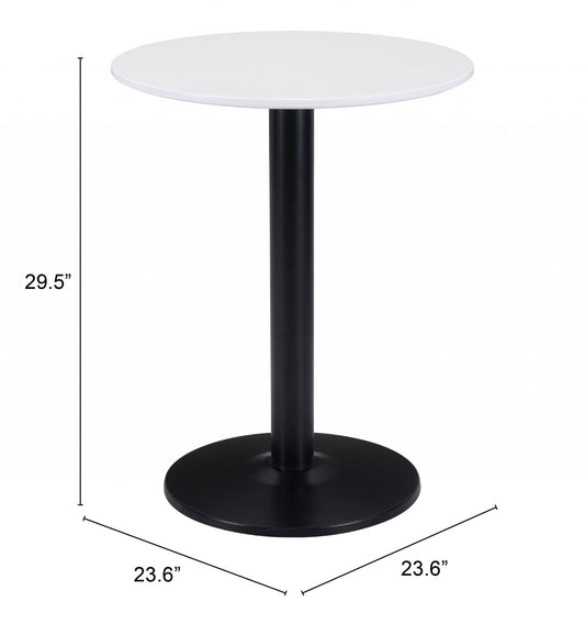 24" Black And White Round End Table