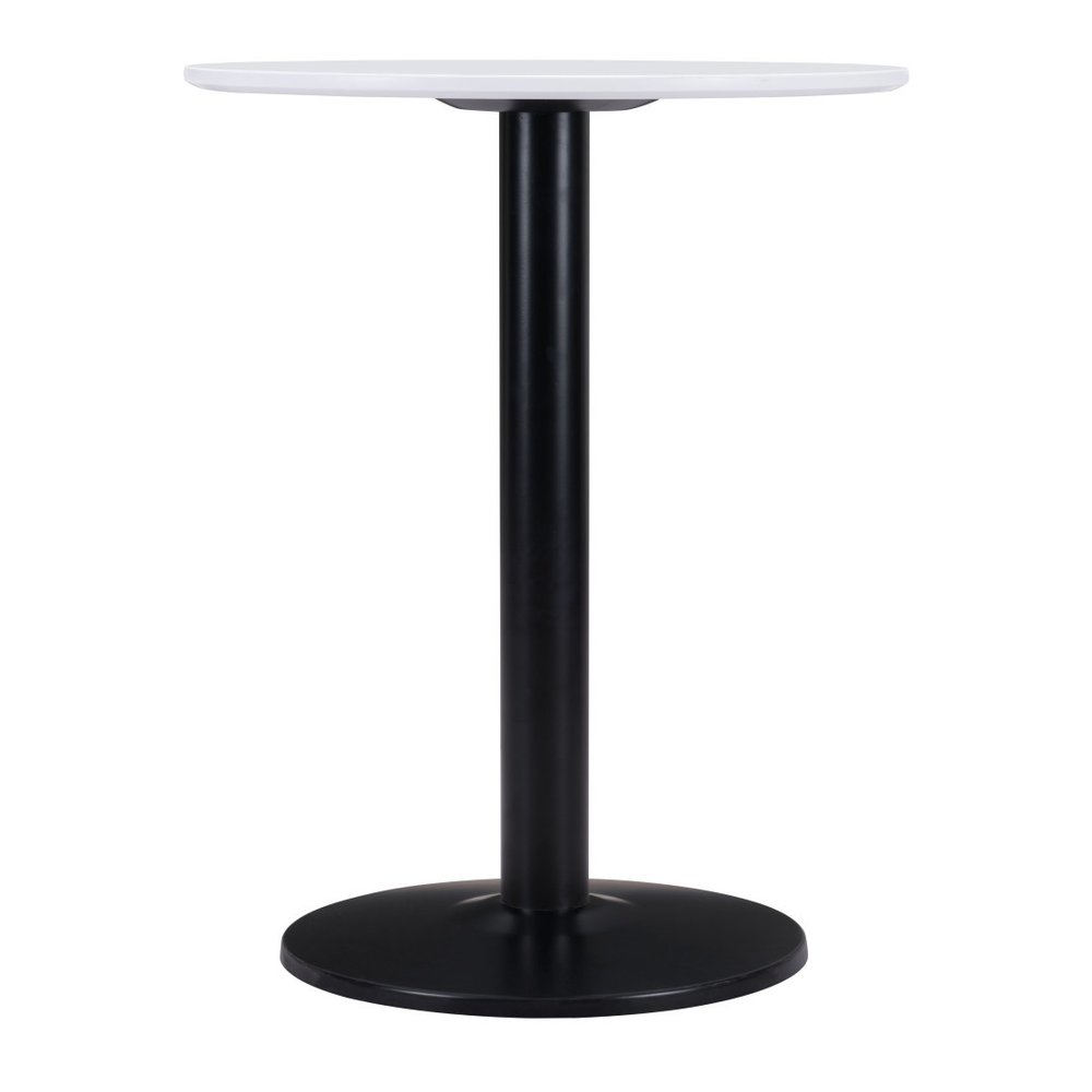 30" White and Black Wood and Steel Round Pedestal End Table HomeRoots