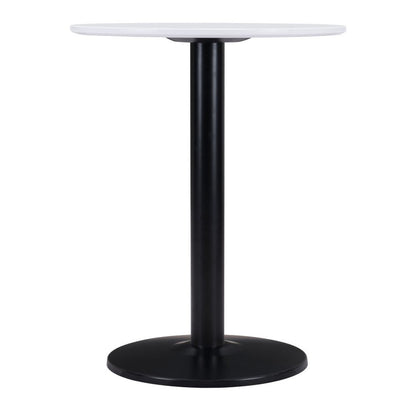 30" White and Black Wood and Steel Round Pedestal End Table HomeRoots