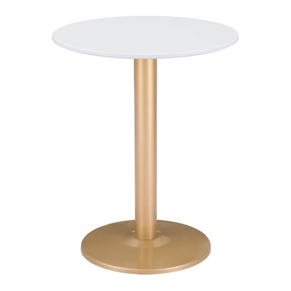 30" White and Gold Wood and Steel Pedestal End Table HomeRoots