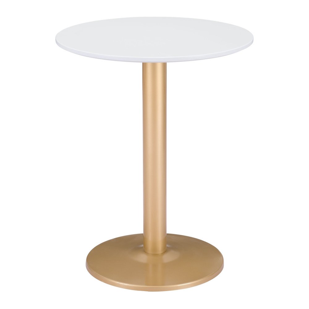 30" White and Gold Wood and Steel Pedestal End Table HomeRoots