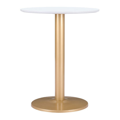 30" White and Gold Wood and Steel Pedestal End Table HomeRoots