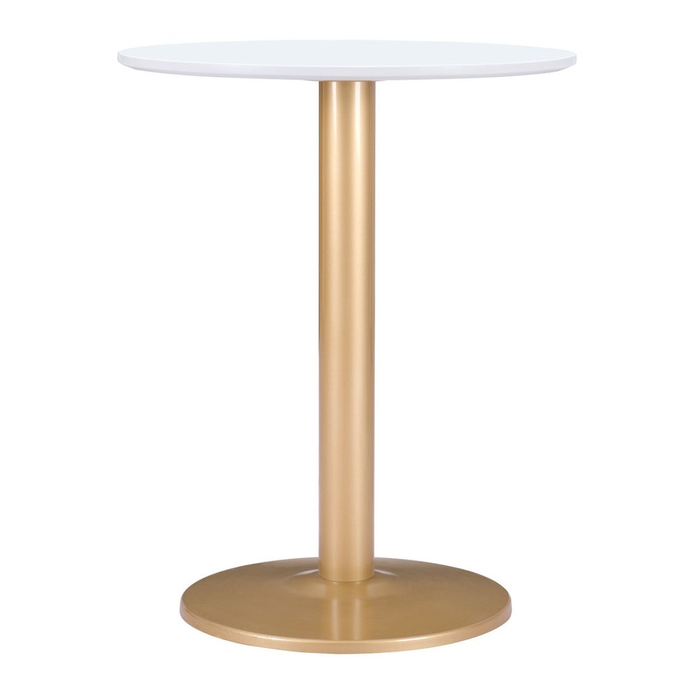 30" White and Gold Wood and Steel Pedestal End Table HomeRoots