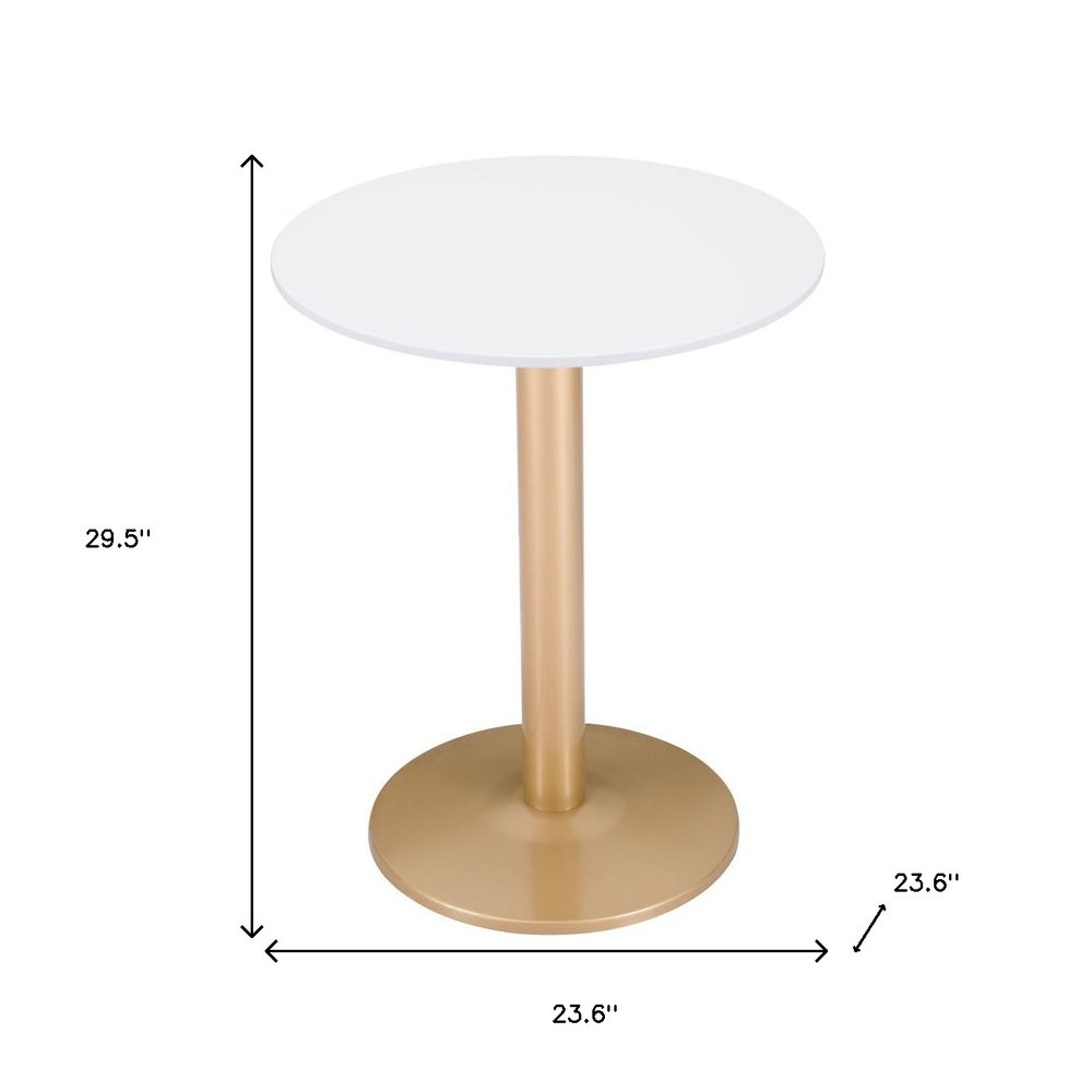 30" White and Gold Wood and Steel Pedestal End Table HomeRoots