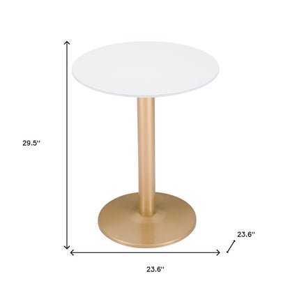30" White and Gold Wood and Steel Pedestal End Table HomeRoots