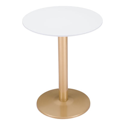 30" White and Gold Wood and Steel Pedestal End Table HomeRoots