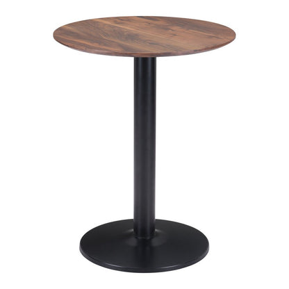 30" Black and Brown Wood and Steel Pedestal End Table HomeRoots