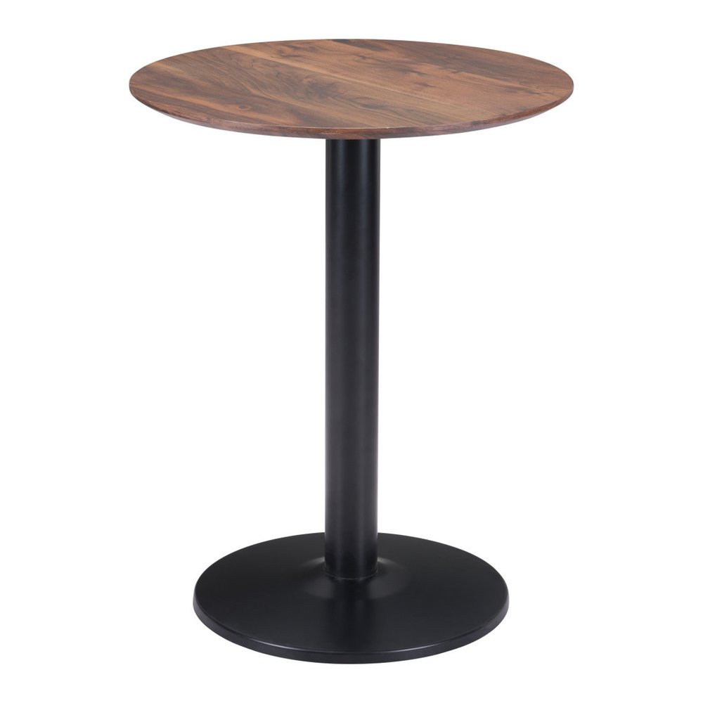30" Black and Brown Wood and Steel Pedestal End Table HomeRoots