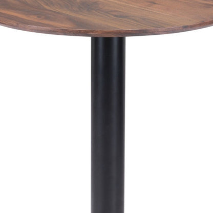 30" Black and Brown Wood and Steel Pedestal End Table HomeRoots