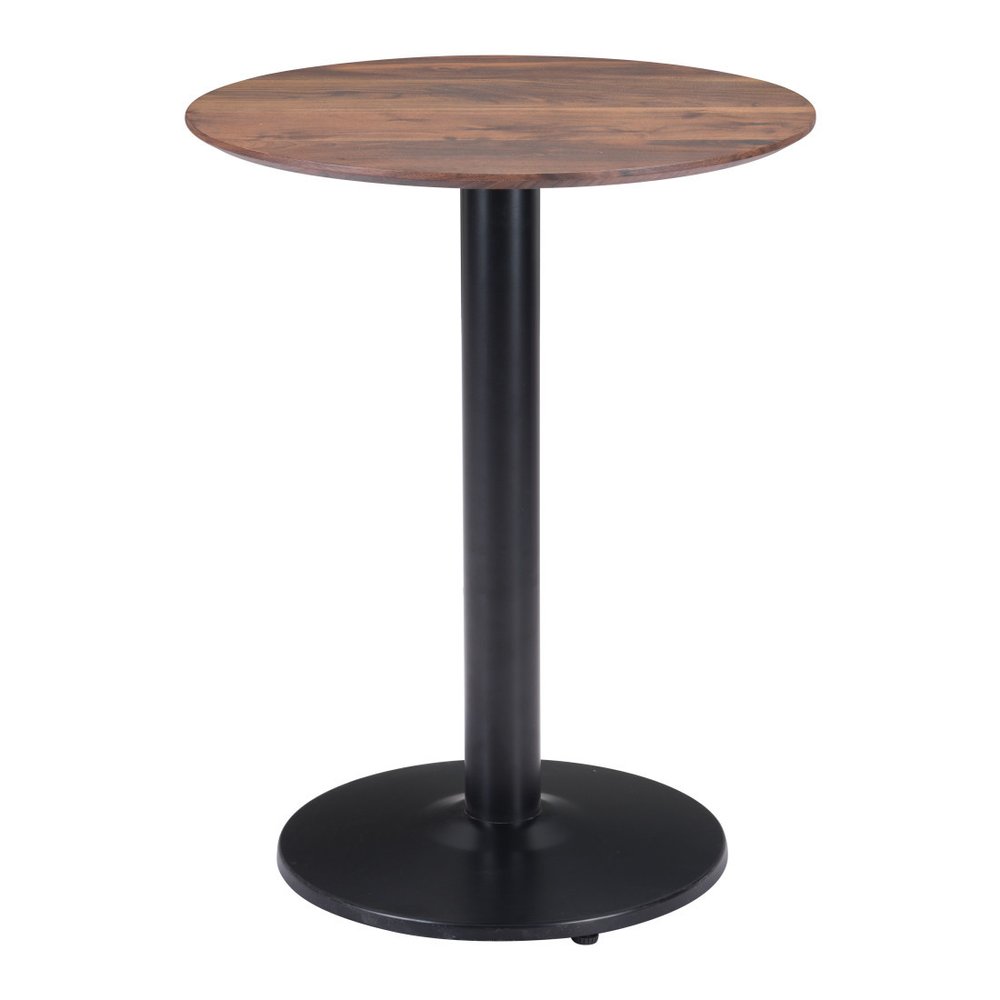 30" Black and Brown Wood and Steel Pedestal End Table HomeRoots