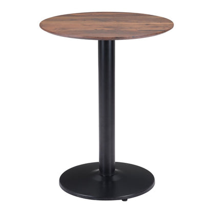 30" Black and Brown Wood and Steel Pedestal End Table HomeRoots