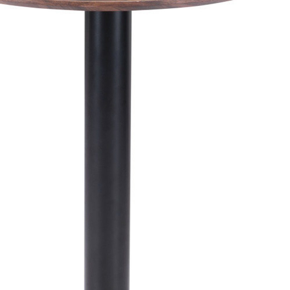 30" Black and Brown Wood and Steel Pedestal End Table HomeRoots
