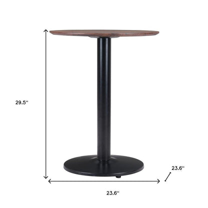 30" Black and Brown Wood and Steel Pedestal End Table HomeRoots