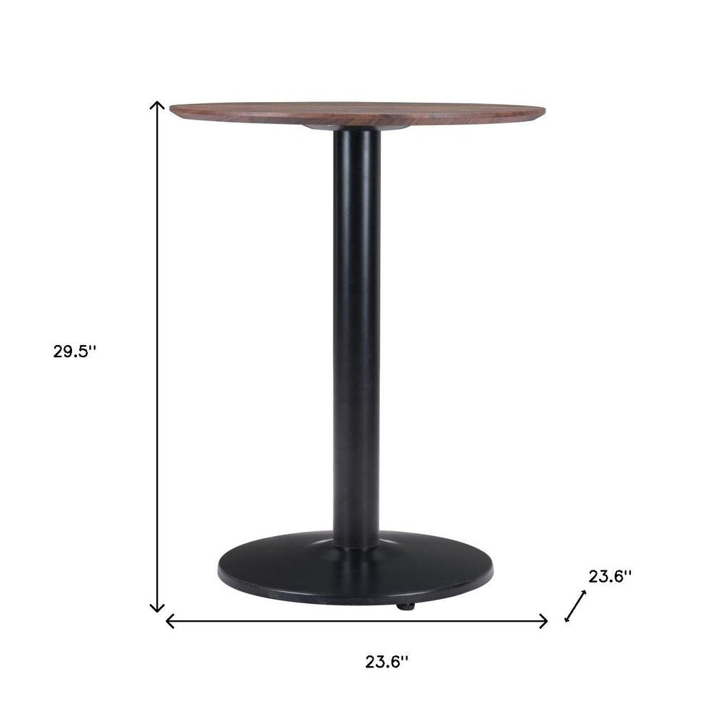 30" Black and Brown Wood and Steel Pedestal End Table HomeRoots