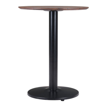 30" Black and Brown Wood and Steel Pedestal End Table HomeRoots