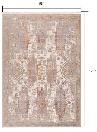 2’ x 10’ Beige Faded Tribal Motifs Runner Rug